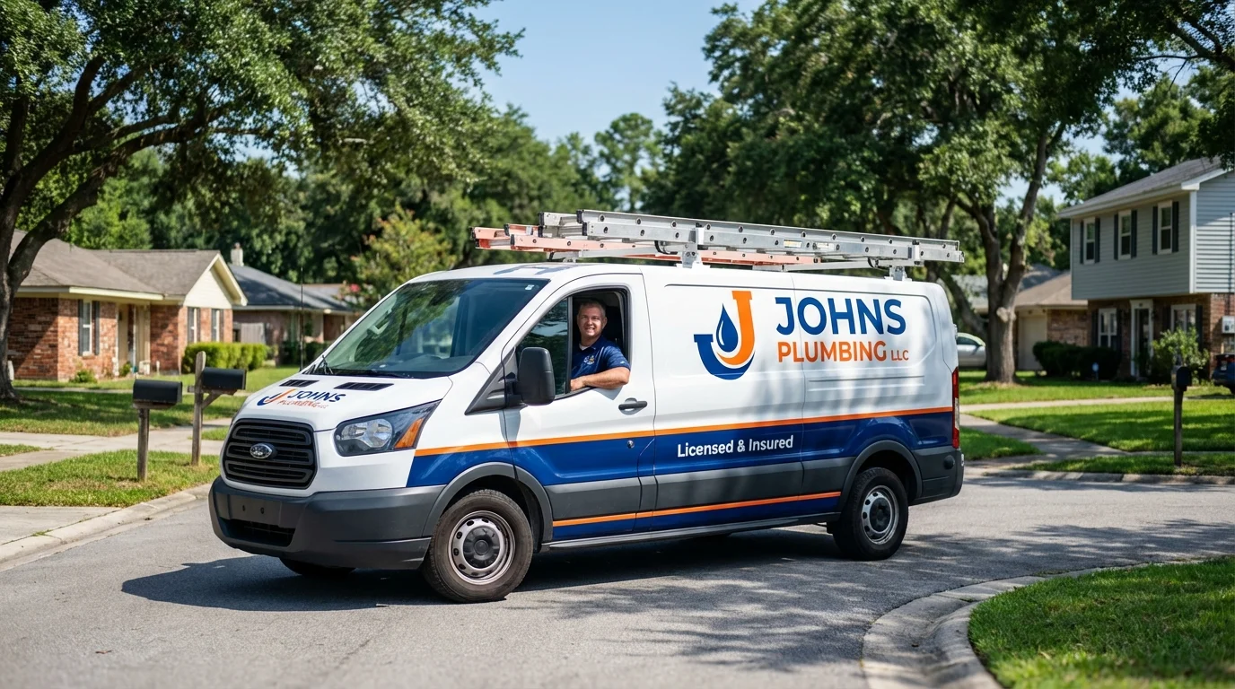 Johns Plumbing LLC service van in Westfield, WI